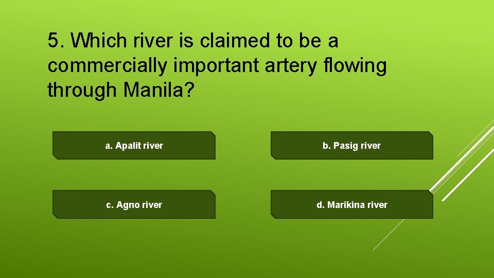 5. Which river is claimed to be a commercially important artery flowing through Manila?