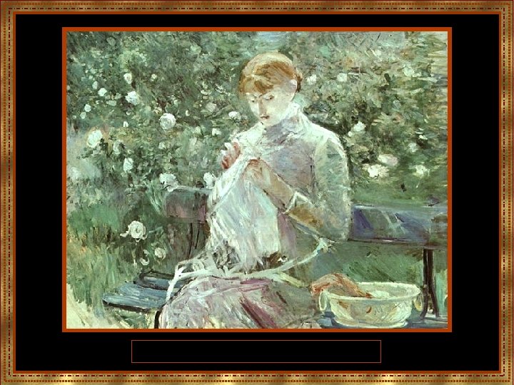 Young Woman Sewing in a Garden, Oil on canvas, 1881 Private collection 