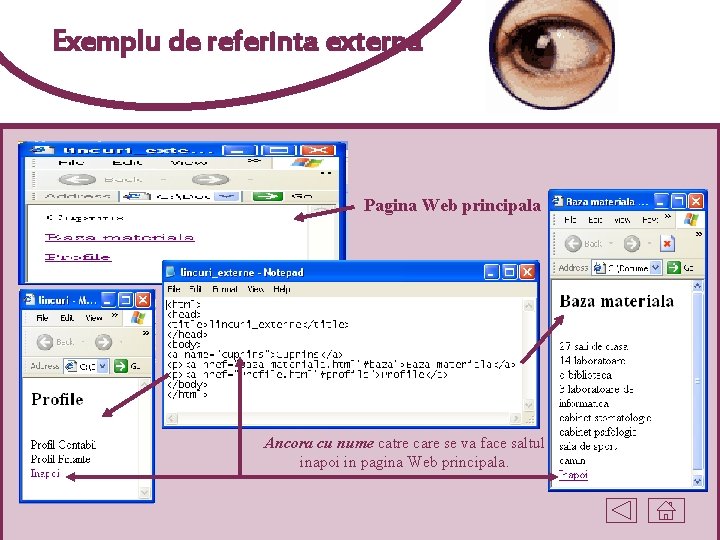 Exemplu de referinta externa Pagina Web principala Ancora cu nume catre care se va