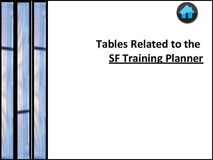 Tables Related to Plateau Online Exams Tables Related to the SF Training Planner 103