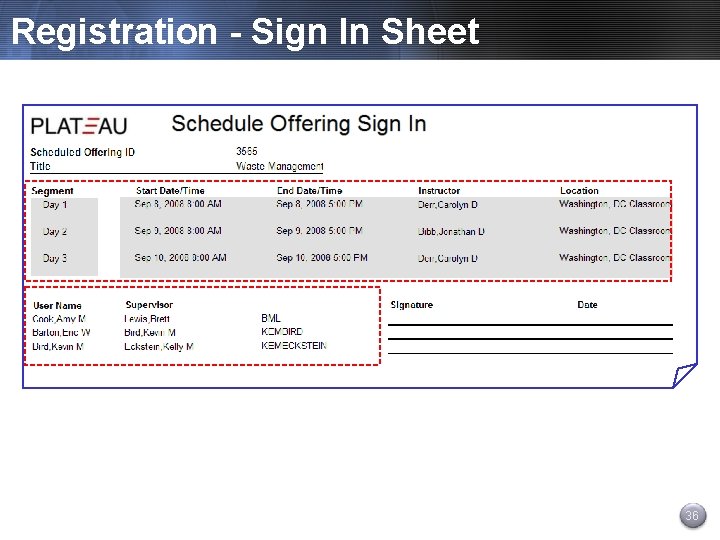 Registration - Sign In Sheet 36 