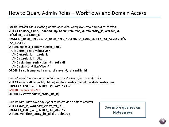 How to Query Admin Roles – Workflows and Domain Access List full details about