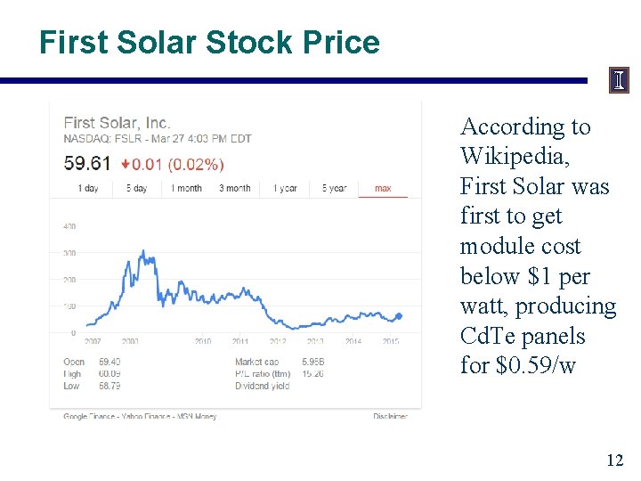 First Solar Stock Price According to Wikipedia, First Solar was first to get module