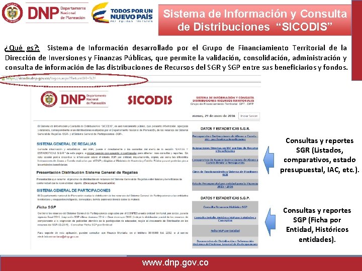 Sistema de Información y Consulta de Distribuciones “SICODIS” ¿Qué es? : Sistema de Información
