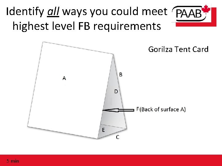 Identify all ways you could meet highest level FB requirements Gorilza Tent Card 5