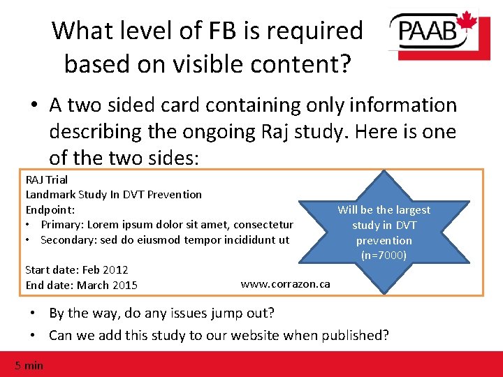 What level of FB is required based on visible content? • A two sided