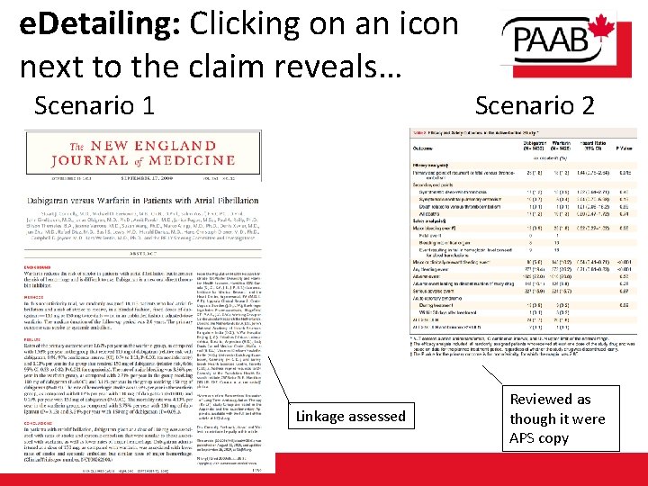 e. Detailing: Clicking on an icon next to the claim reveals… Scenario 1 Scenario