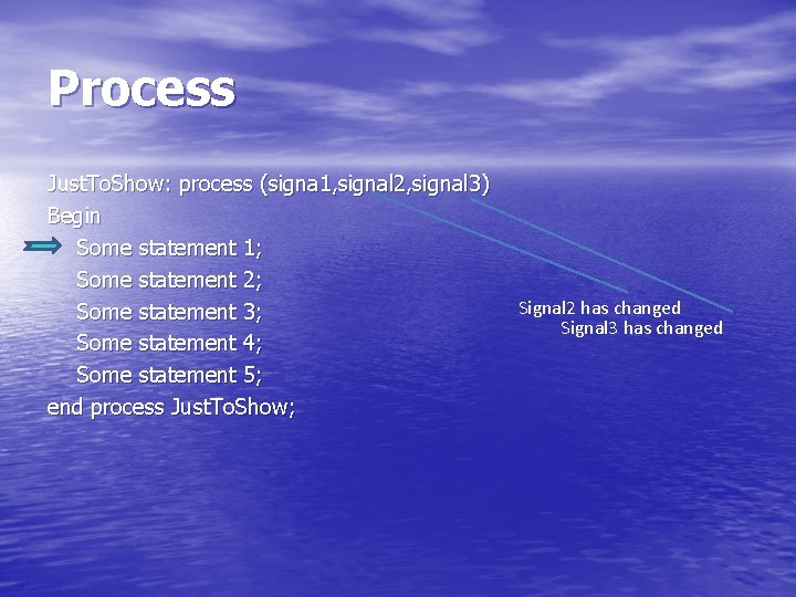 Process Just. To. Show: process (signa 1, signal 2, signal 3) Begin Some statement
