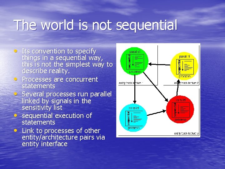 The world is not sequential • Its convention to specify • • things in