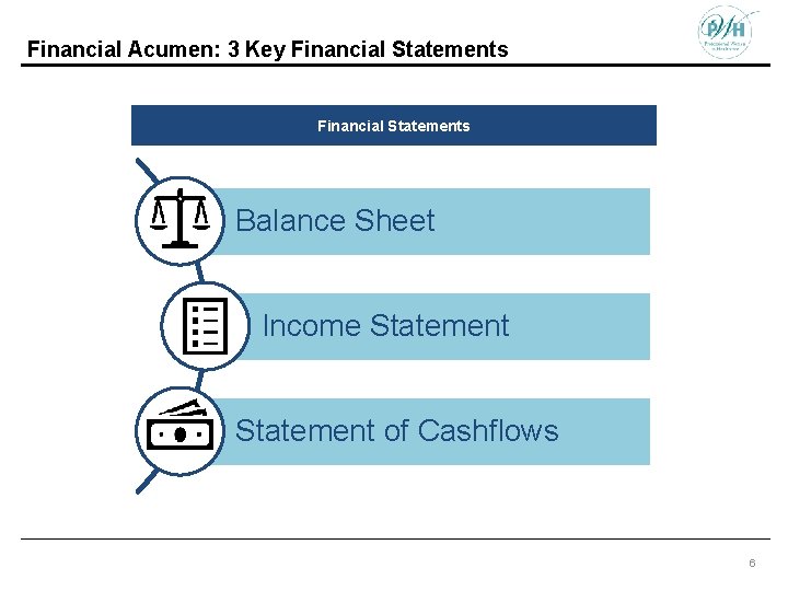 Financial Acumen: 3 Key Financial Statements Balance Sheet Income Statement of Cashflows 6 