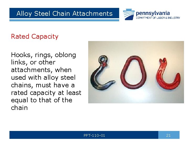 Alloy Steel Chain Attachments Rated Capacity Hooks, rings, oblong links, or other attachments, when