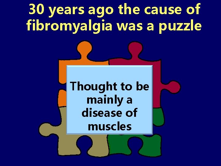 30 years ago the cause of fibromyalgia was a puzzle Thought to be mainly