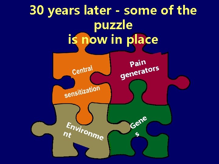 30 years later - some of the puzzle is now in place Pain s