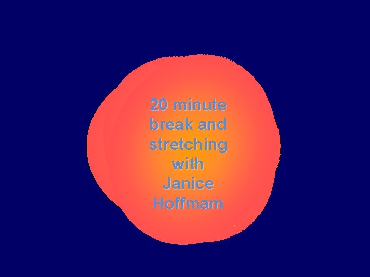 20 minute break and stretching with Janice Hoffmam 