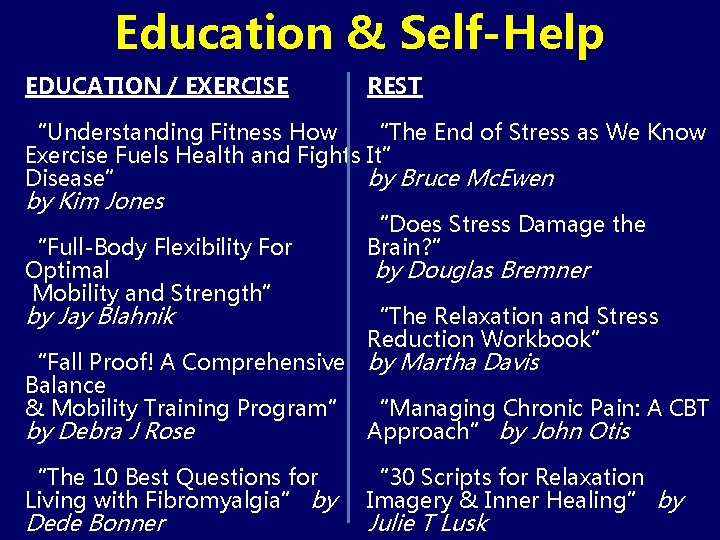 Education & Self-Help EDUCATION / EXERCISE REST “Understanding Fitness How “The End of Stress