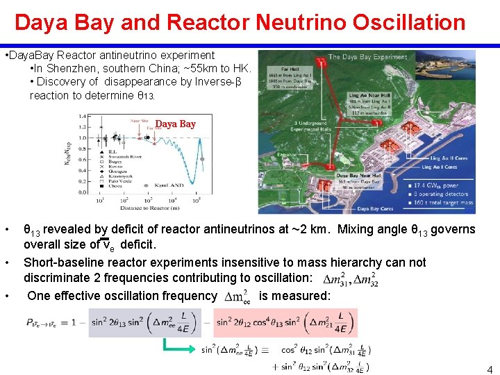 Daya Bay and Reactor Neutrino Oscillation • Daya. Bay Reactor antineutrino experiment • In