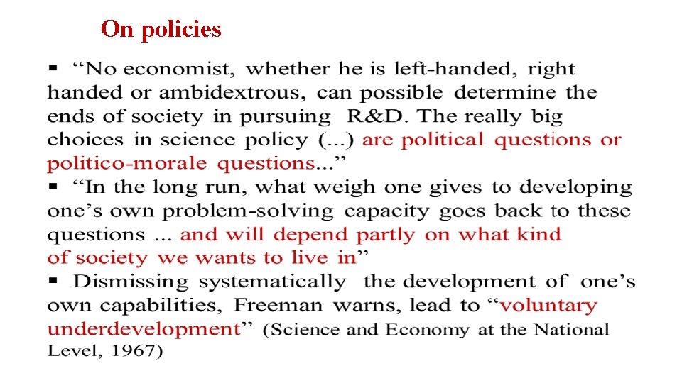 On policies 