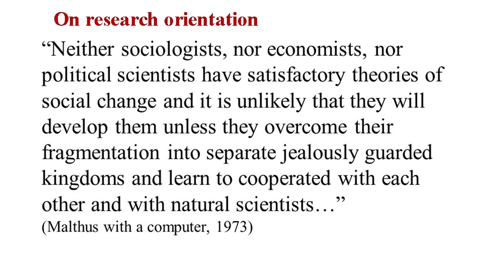 On research orientation 