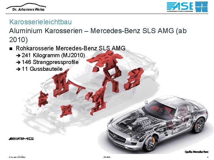 Karosserieleichtbau Aluminium Karosserien – Mercedes-Benz SLS AMG (ab 2010) n Rohkarosserie Mercedes-Benz SLS AMG