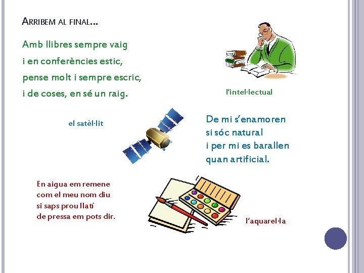 ARRIBEM AL FINAL. . . Amb llibres sempre vaig i en conferències estic, pense