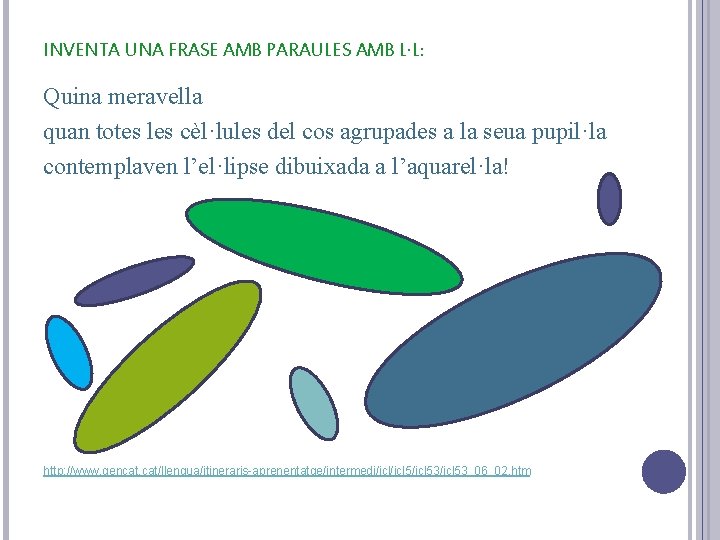 INVENTA UNA FRASE AMB PARAULES AMB L·L: Quina meravella quan totes les cèl·lules del