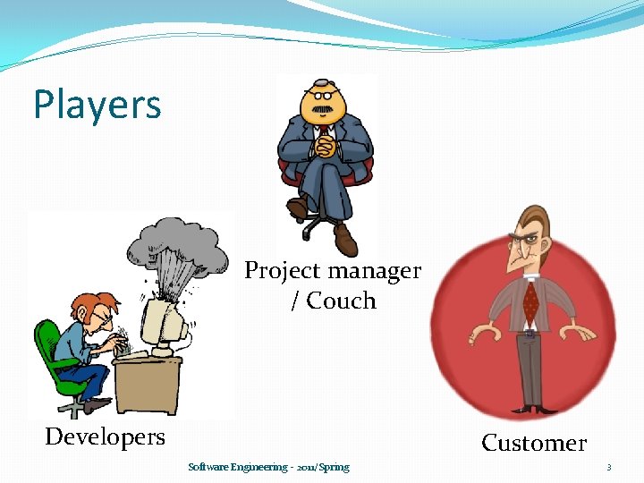 Players Project manager / Couch Developers Customer Software Engineering - 2011/Spring 3 