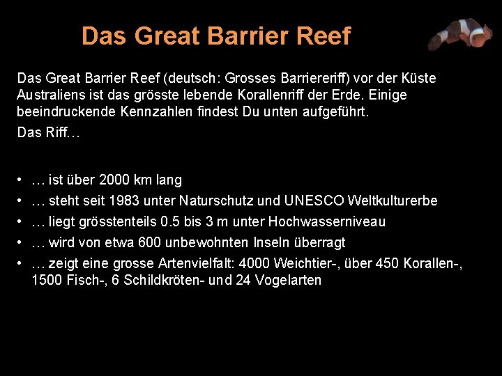 Das Great Barrier Reef (deutsch: Grosses Barriereriff) vor der Küste Australiens ist das grösste
