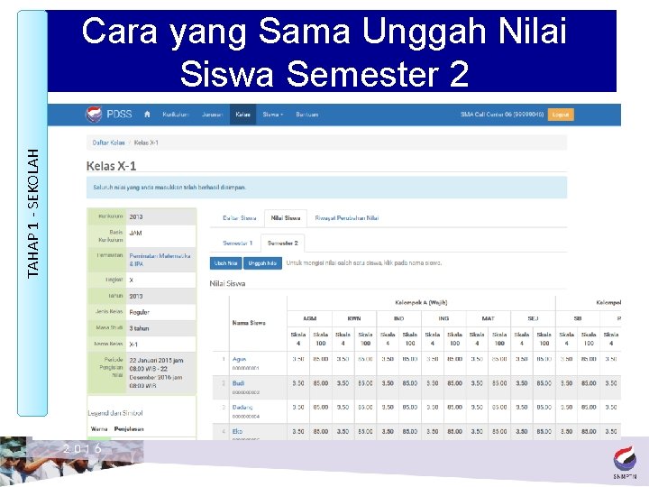 TAHAP 1 - SEKOLAH Cara yang Sama Unggah Nilai Siswa Semester 2 