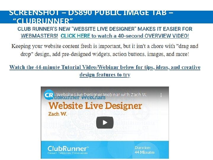 SCREENSHOT – D 5890 PUBLIC IMAGE TAB – “CLUBRUNNER” 17 