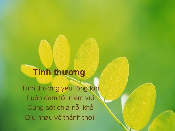 Tình thương yêu rộng lớn Luôn đem tới niềm vui Cùng sớt chia nỗi