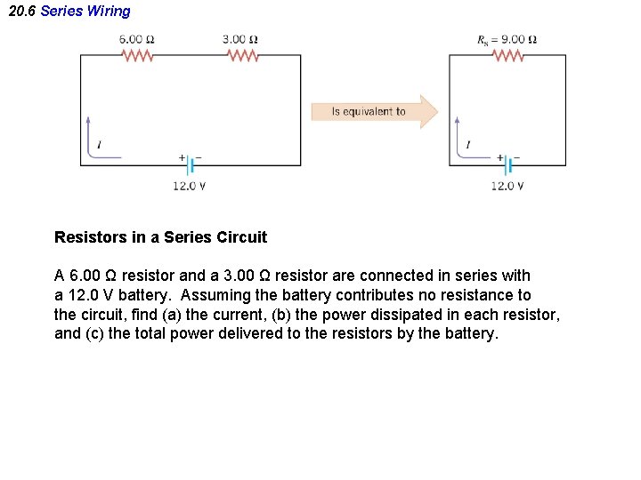 20. 6 Series Wiring Resistors in a Series Circuit A 6. 00 Ω resistor