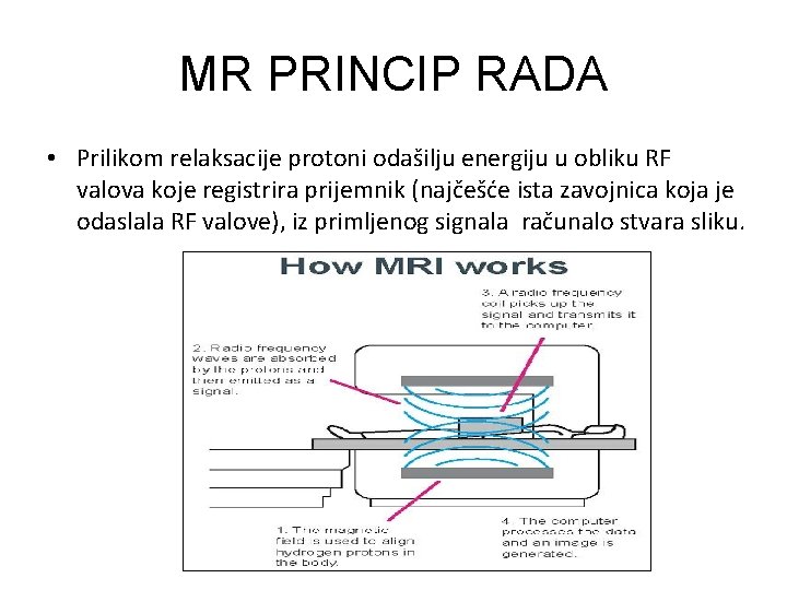 MR PRINCIP RADA • Prilikom relaksacije protoni odašilju energiju u obliku RF valova koje