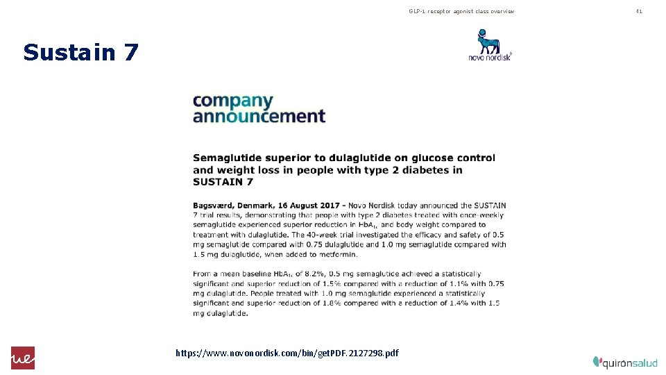 GLP-1 receptor agonist class overview Sustain 7 https: //www. novonordisk. com/bin/get. PDF. 2127298. pdf