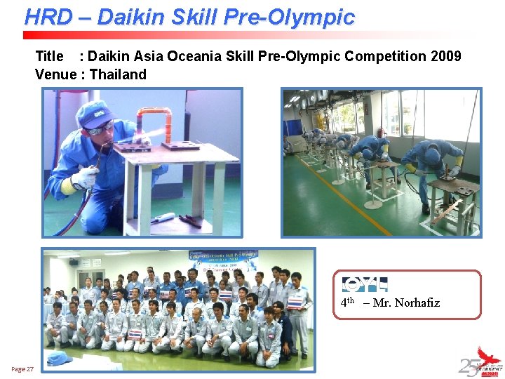 HRD – Daikin Skill Pre-Olympic Title : Daikin Asia Oceania Skill Pre-Olympic Competition 2009