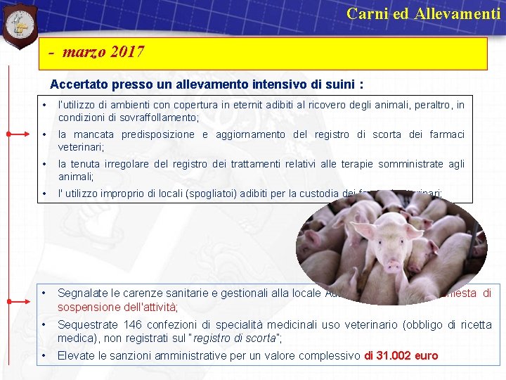 Carni ed Allevamenti - marzo 2017 Accertato presso un allevamento intensivo di suini :