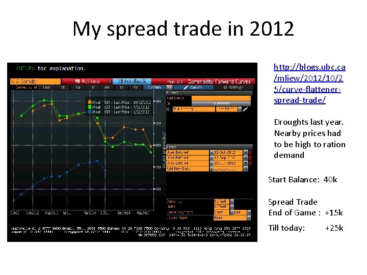 My spread trade in 2012 http: //blogs. ubc. ca /mliew/2012/10/2 5/curve-flattenerspread-trade/ Droughts last year.