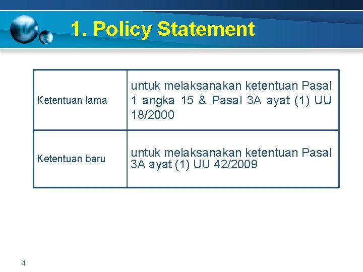 1. Policy Statement 4 Ketentuan lama untuk melaksanakan ketentuan Pasal 1 angka 15 &