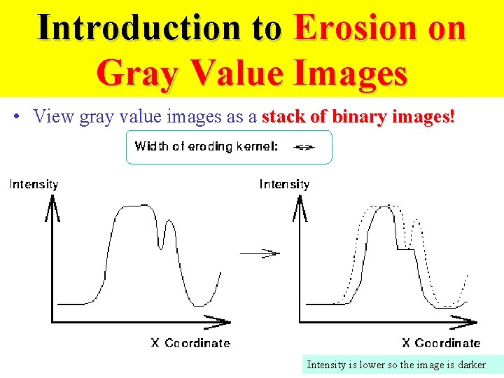 Introduction to Erosion on Gray Value Images • View gray value images as a Introduction to Erosion on Gray Value Images • View gray value images as a