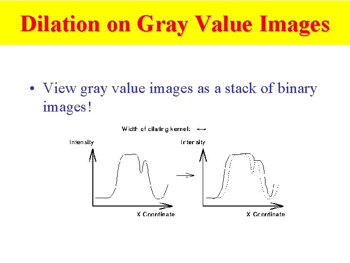 Dilation on Gray Value Images • View gray value images as a stack of Dilation on Gray Value Images • View gray value images as a stack of