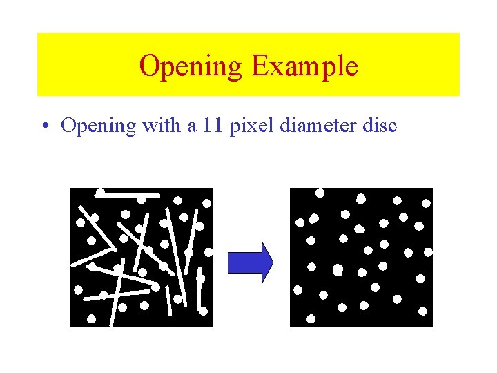 Opening Example • Opening with a 11 pixel diameter disc Opening Example • Opening with a 11 pixel diameter disc