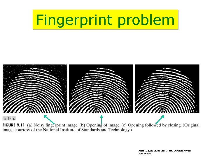 Fingerprint problem From: Digital Image Processing, Gonzalez, Woods And Eddins Fingerprint problem From: Digital Image Processing, Gonzalez, Woods And Eddins