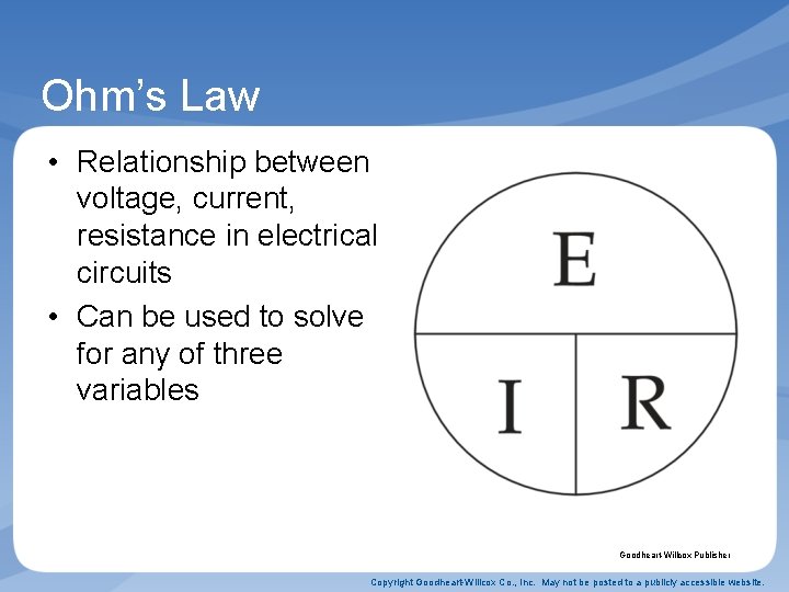 Ohm’s Law • Relationship between voltage, current, resistance in electrical circuits • Can be Ohm’s Law • Relationship between voltage, current, resistance in electrical circuits • Can be