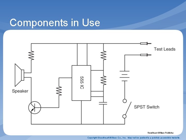 Components in Use Goodheart-Willcox Publisher Copyright Goodheart-Willcox Co. , Inc. May not be posted