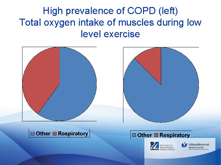 High prevalence of COPD (left) Total oxygen intake of muscles during low level exercise