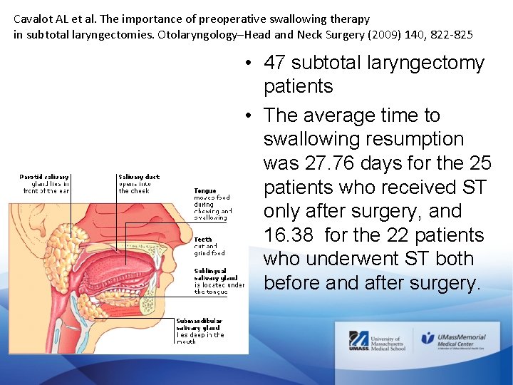 Cavalot AL et al. The importance of preoperative swallowing therapy in subtotal laryngectomies. Otolaryngology–Head