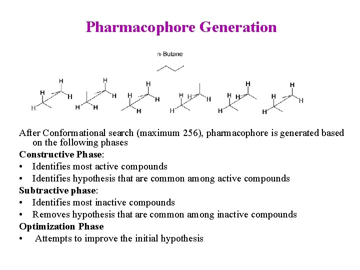 Pharmacophore Generation After Conformational search (maximum 256), pharmacophore is generated based on the following