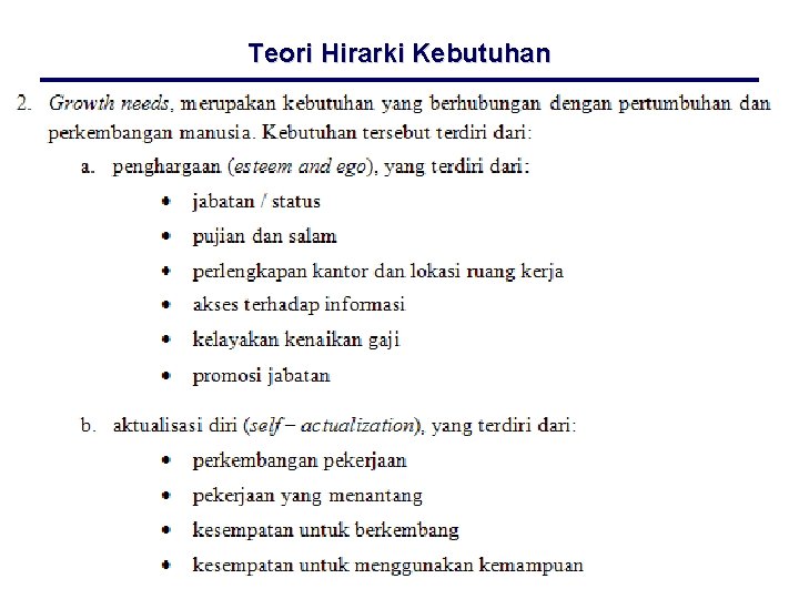 Teori Hirarki Kebutuhan 