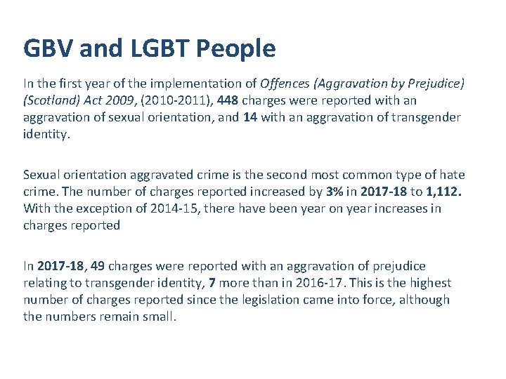 GBV and LGBT People In the first year of the implementation of Offences (Aggravation