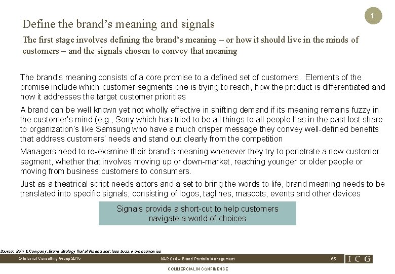 1 Define the brand’s meaning and signals The first stage involves defining the brand’s