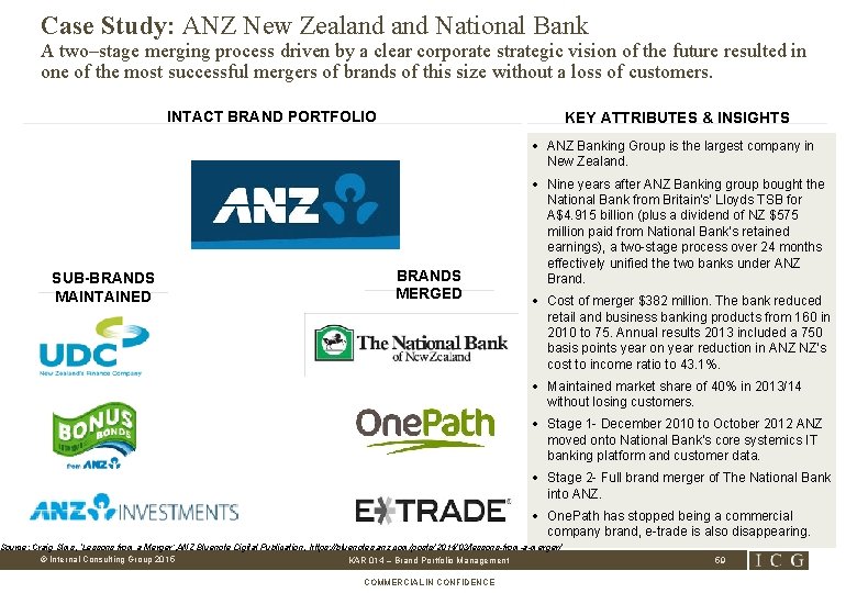 Case Study: ANZ New Zealand National Bank A two–stage merging process driven by a